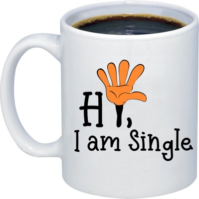 ADI Creations Hi I am Single SINGLE Symbol Clipart Designer Ceramic Coffee Mug(350 ml)