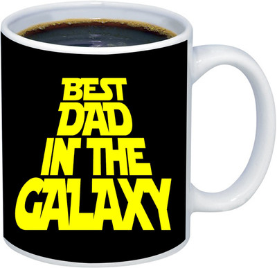 ADITI Designs Best DAD In the GALAXY on Black Background Theme Ceramic Coffee Mug(350 ml)