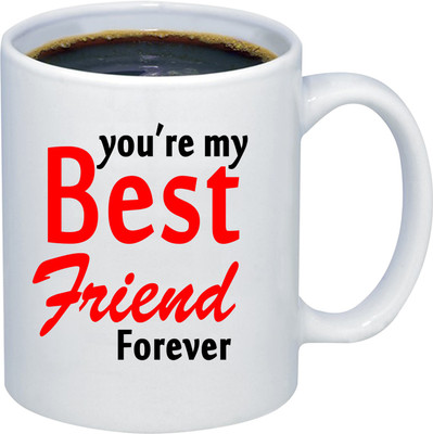 ADITI Designs Best friend Forever In Red Font on transparent background theme Ceramic Coffee Mug(350 ml)