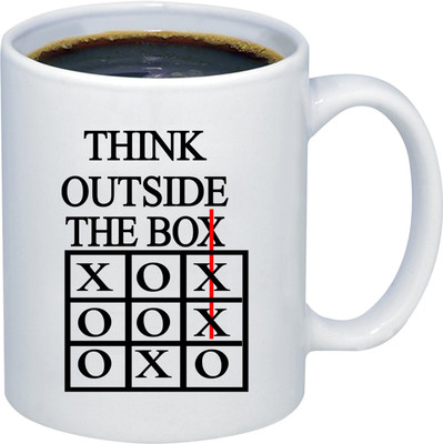 ADITI Designs THINK OUTSIDE THE BOX symbol Designer Ceramic Coffee Mug(325 ml)