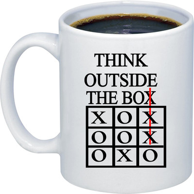 ADI Creations THINK OUTSIDE THE BOX symbol Designer Ceramic Coffee Mug(350 ml)