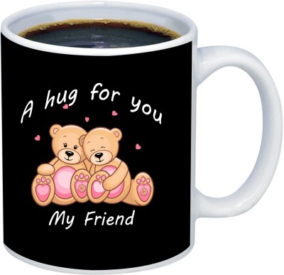 ADITI Designs Cute Taddy Clipart A hug For You Designer Ceramic Coffee Mug(325 ml)