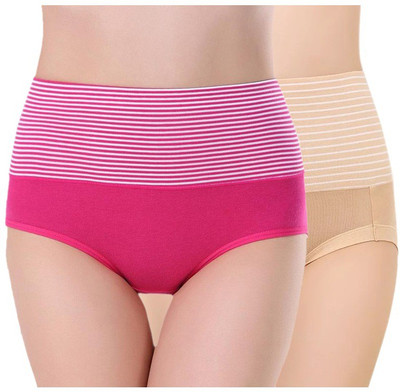 PLUMBURY Women Hipster Pink, Beige Panty(Pack of 2)