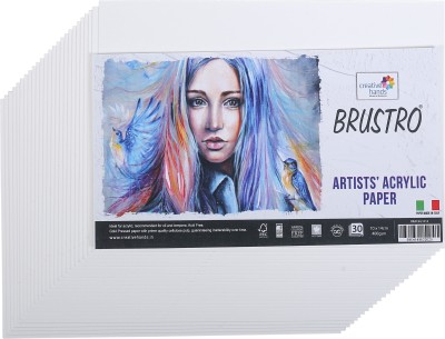 BRuSTRO Artists 30 Sheets, Unruled, 10X14 CM, 400 gsm Acrylic Paper(Set of 1, White)