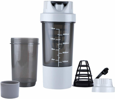 DOVEAZ 500 ml Plastic Shaker(Pack of 1, Grey, Black)