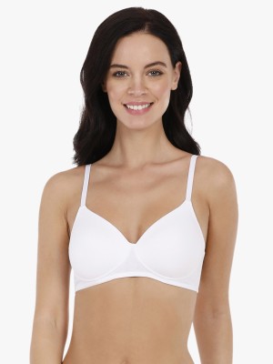 Amante Cotton Casual Women T-Shirt Lightly Padded Bra(White)