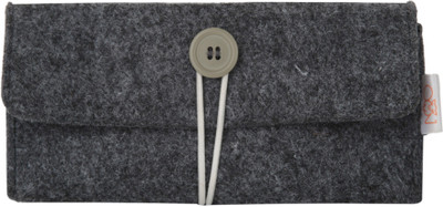 OON Felt Eyeglass Case - Button up Grey Car Sunglass Clip Holder