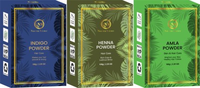 Nuerma Science Indigo Powder, Henna & Amla Powder (Pack of 3)(300 g)