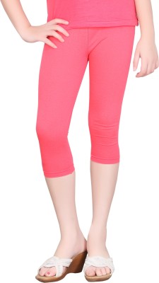 SINI MINI Capri For Girls Casual Solid Cotton Lycra Blend(Pink Pack of 1)