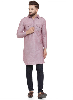 Enchanted Drapes Men Solid Pathani Kurta(Purple)