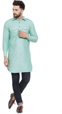 Enchanted Drapes Men Solid Pathani Kurta(Light Blue)