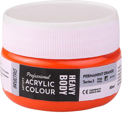 BRuSTRO Professional Artists’ Heavybody Acrylic Paint 50Ml Permanent Orange (Sr 3)(Set of 1, Permanent Orange)