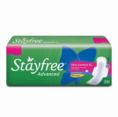 STAYFREE Advanced Ultra-Comfort XL| Soft touch cover with wings Sanitary Pad(Pack of 28)