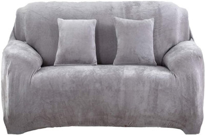 HOUSE OF QUIRK Polyester Plain 3 Seater Sofa Cover(Grey Pack of 1)