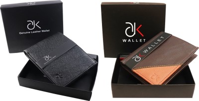 ADK Men Black, Tan Artificial Leather Wallet(8 Card Slots, Pack of 2)