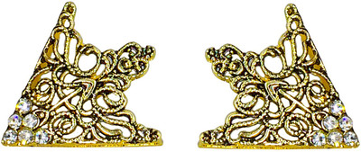 FURE Grill Triangular Collar Pins with Rhinestones (Crystal) Brooch(Gold)