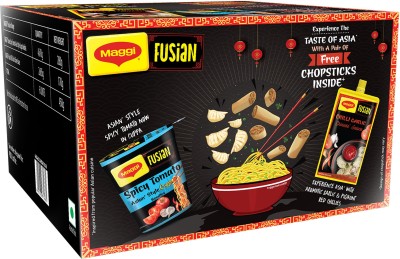 MAGGI Fusian Spicy Tomato Asian Style Cuppa Noodles with Chilli Garlic Chinese Sauce Combo(450 g)