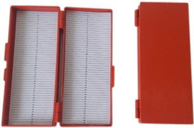 THE LABWORLD Slide box for 50 prepared slides microscope with index and lid top cover,side box plastic Microscope Slide Box