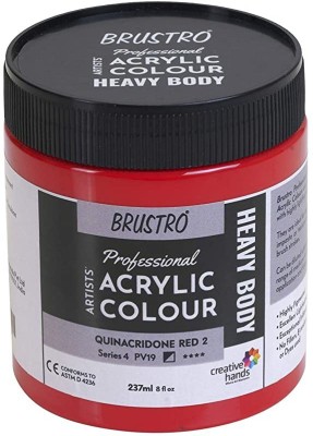 BRuSTRO Professional Artists’ Heavybody Acrylic Paint 237Ml Quinacridone Red 2 (Sr 4)(Set of 1, Quinacridone Red 2 (Sr 4))