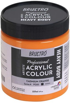 BRuSTRO Professional Artists’ Heavybody Acrylic Paint 237Ml Cadmium Orange (Sr 4)(Set of 1, Cadmium Orange (Sr 4))