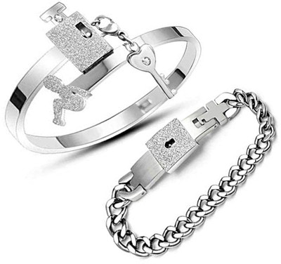 Jewelgenics Stainless Steel Titanium Bracelet Set(Pack of 2)