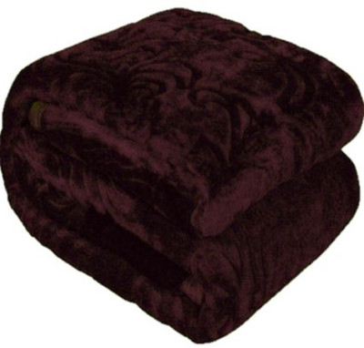 SIMAM Self Design Double Mink Blanket for  Mild Winter(Polyester, Brown)