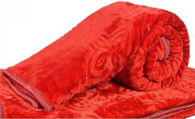 SIMAM Self Design Double Mink Blanket for  AC Room(Polyester, Red)