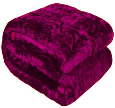 GKM Self Design Double Woollen Blanket for Heavy Winter(Woollen Blend, Maroon)