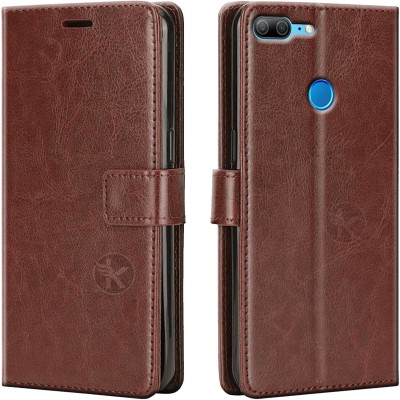 Kreatick Flip Cover for Honor 9N - Vintage Flip Wallet Back Case Cover [Artitifial Leather] [Handcrafted](Brown, Pack of: 1)