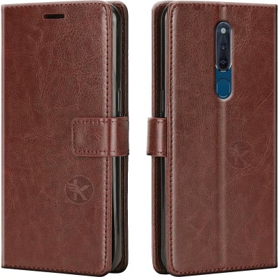 Kreatick Flip Cover for Oppo F11 Pro - Vintage Flip Wallet Back Case Cover [Artitifial Leather] [Handcrafted](Brown, Pack of: 1)