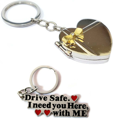 ShopTop Heart frame and Drive Safe metal key chain for lovers Key Chain