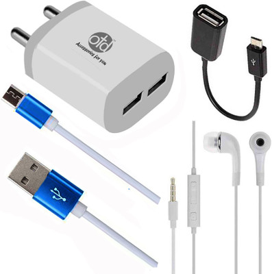 OTD Wall Charger Accessory Combo for Micromax Canvas Fire 4G Plus Q412, Micromax Canvas Fire 5, Micromax Canvas Gold A300, Micromax Canvas HD Plus A190(Multicolor)