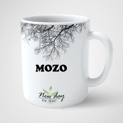 Beautum Mozo Printed New Day New Start White Name Model No:NDNS013230 Ceramic Coffee Mug(350 ml)