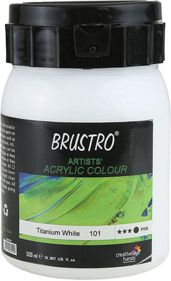 BRuSTRO Artists Acrylic 500ml Titanium White(Set of 1, Titanium White)