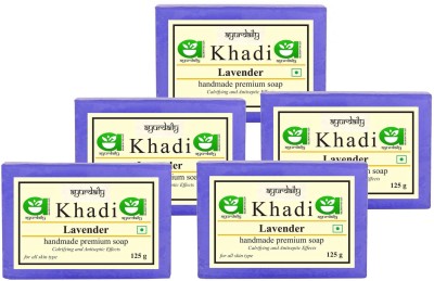 Ayurdaily Khadi Herbal Handmade Soap Pure Lavender (5 x 125 g)(625 g)