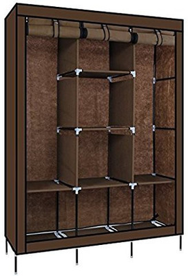 KriShyam KS_88130DARKBROWN001 Metal 3 Door Wardrobe(Finish Color - DARK BROWN)
