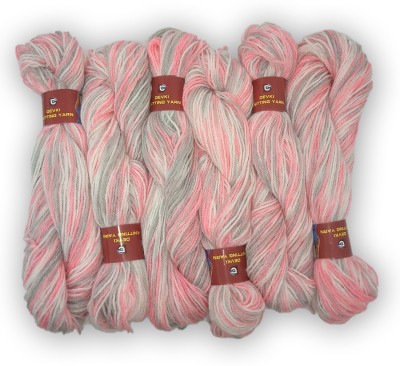 devki knitting yarn RAINBOW KNITTING YARN (yarn weight-400gm) Baby pink, Grey, White mix