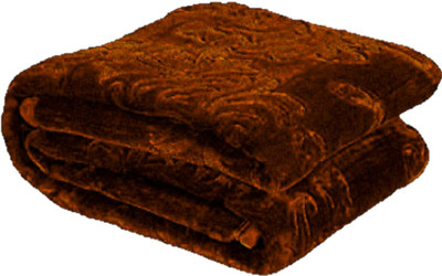 ACZO FEEL Self Design Double Mink Blanket for  Heavy Winter(Microfiber, Brown)