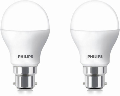 PHILIPS 7 W Basic Round B22 LED Bulb(White, Pack of 2)