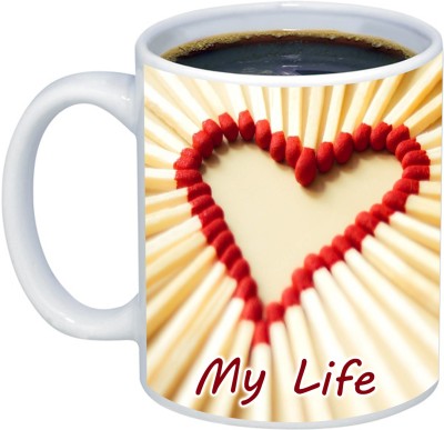 ADITI Designs My Life draw love from machis tilli love background theme Ceramic Coffee Mug(350 ml)