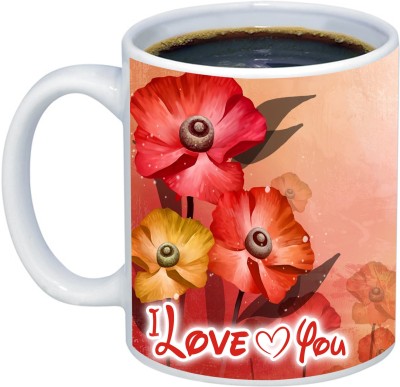 ADITI Designs I love u two cute cartoon love background theme Ceramic Coffee Mug(350 ml)