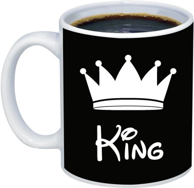 ADI Creations Crown King and Queen red heart Love symbolDesigner Ceramic Coffee Mug(350 ml)