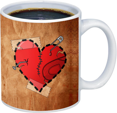 ADITI Designs Pyar 1 dokha hai. Heart broken theme Ceramic Coffee Mug(350 ml)