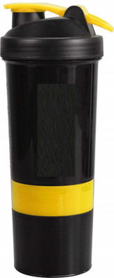 DOVEAZ 500 ml Plastic Shaker(Pack of 1, Yellow, Black)