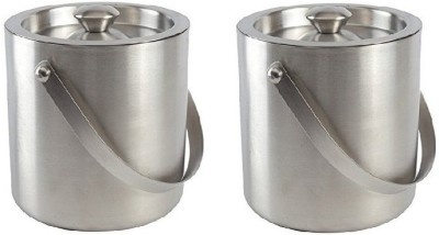 Dynore 1 L Steel Double wall ice bucket - 1 litre (Set of 2) Ice Bucket(Steel)