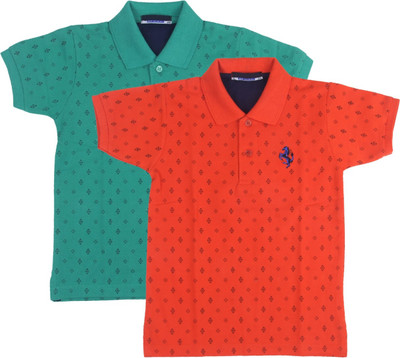 NeuVin Boys Printed Cotton Blend Regular T Shirt(Multicolor, Pack of 2)
