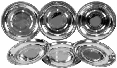 Dharam Paul Traders Stainless Steel Lightweight Dinner Plates for Regular use,Navratri poojan Gifting Option for This Festive Season,Big Size,6 Piece Set. Dinner Plate(Pack of 6)
