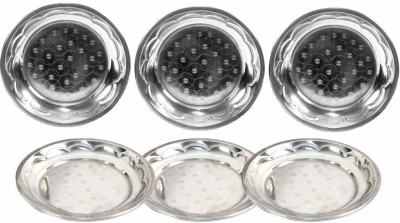 Dharam Paul Traders Stainless Steel Lightweight Plates for Regular use,Navratri poojan Gifting Option for This Festive Season,Small Size,6 Piece Set. Quarter Plate(Pack of 6)