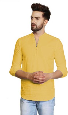 Vida Loca Men Solid Casual Yellow Shirt