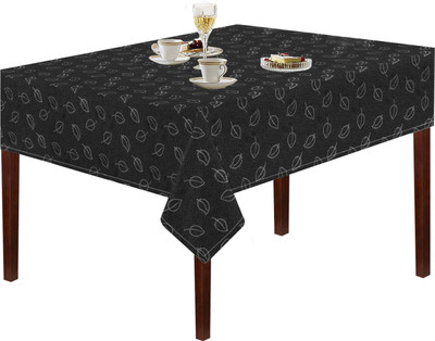 OASIS Self Design 4 Seater Table Cover(Black, Cotton)